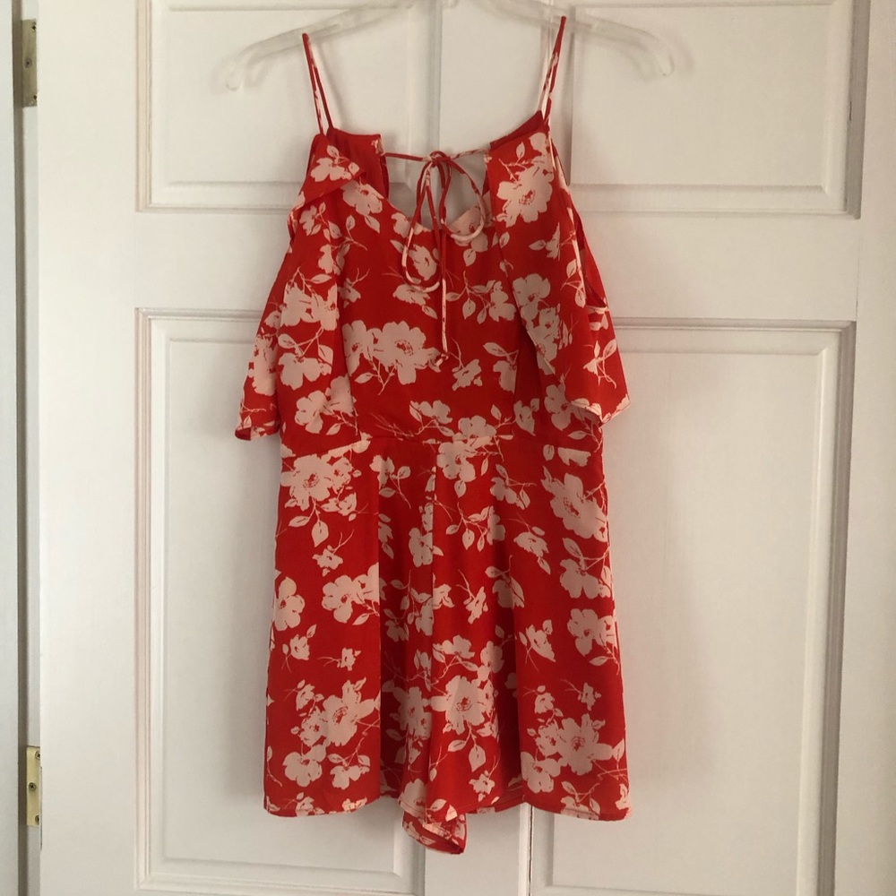J.O.A red and white floral romper